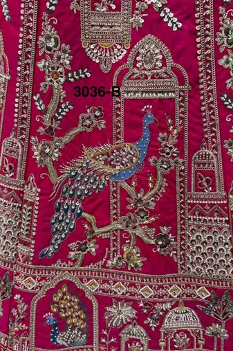 Rani Pink Silk Blend Embroidered Heavy Bridal Wedding Lehenga Choli Set