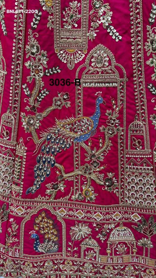 Rani Pink Silk Blend Embroidered Heavy Bridal Wedding Lehenga Choli Set