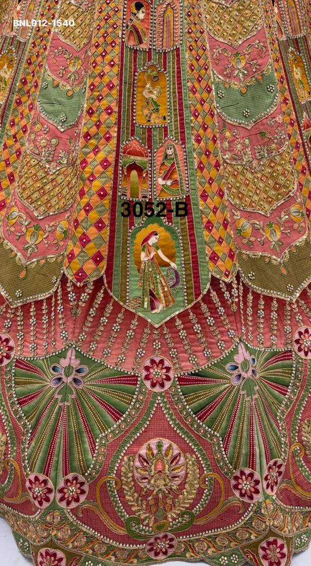 Multicolor Silk Blend Embroidered Designer Bridal Lehenga Choli Set