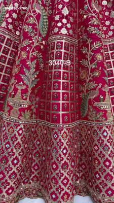 Rani Pink Silk Blend Embroidered Heavy Bridal Wedding Lehenga Choli Set 2