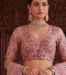 Light Onion Pink Silk Blend Embroidered Bridal Sangeet Lehenga Choli Set