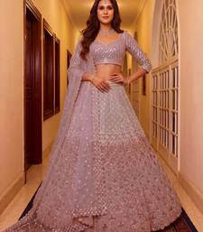 Onion Pink Net Embroidered Bridal Reception Lehenga Choli Set
