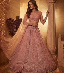 Pink Net Sequins Embroidered Party Wear Lehenga Choli Set