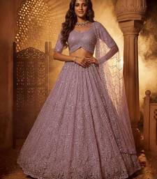 Lavender Net Sequins Embroidered Designer Lehenga Choli Set