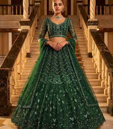 Green Net Embroidered Heavy Festive Lehenga Choli Set