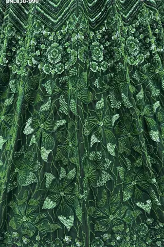 Green Net Embroidered Heavy Festive Lehenga Choli Set
