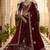 Maroon Velvet Embroidered Heavy Bridal Lehenga Choli Set