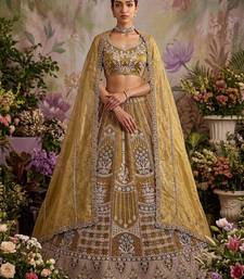 mustard net embroidered Designer Lehenga Choli Set