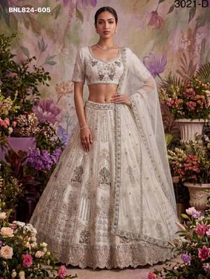 white net embroidered Designer Lehenga Choli Set 1