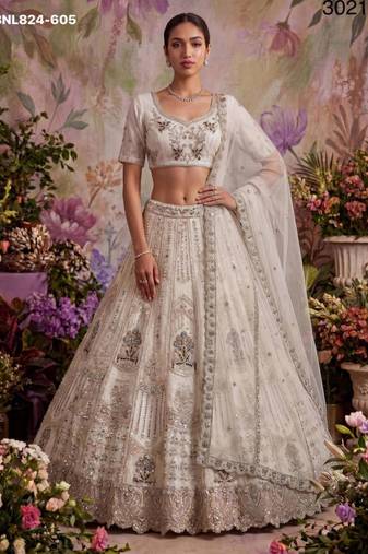 white net embroidered Designer Lehenga Choli Set