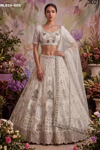 white net embroidered Designer Lehenga Choli Set