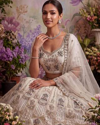 white net embroidered Designer Lehenga Choli Set 2