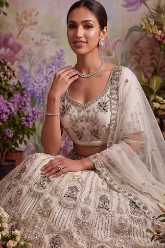 white net embroidered Designer Lehenga Choli Set