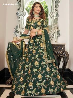 green art silk embroidered lehenga choli 1