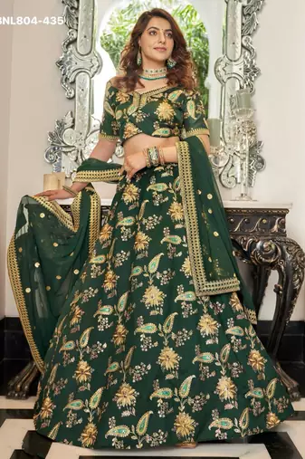 green art silk embroidered lehenga choli
