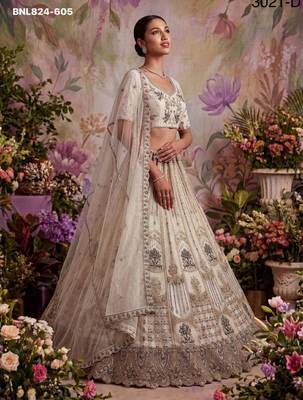 white net embroidered Designer Lehenga Choli Set 3