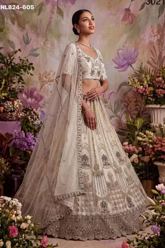 white net embroidered Designer Lehenga Choli Set