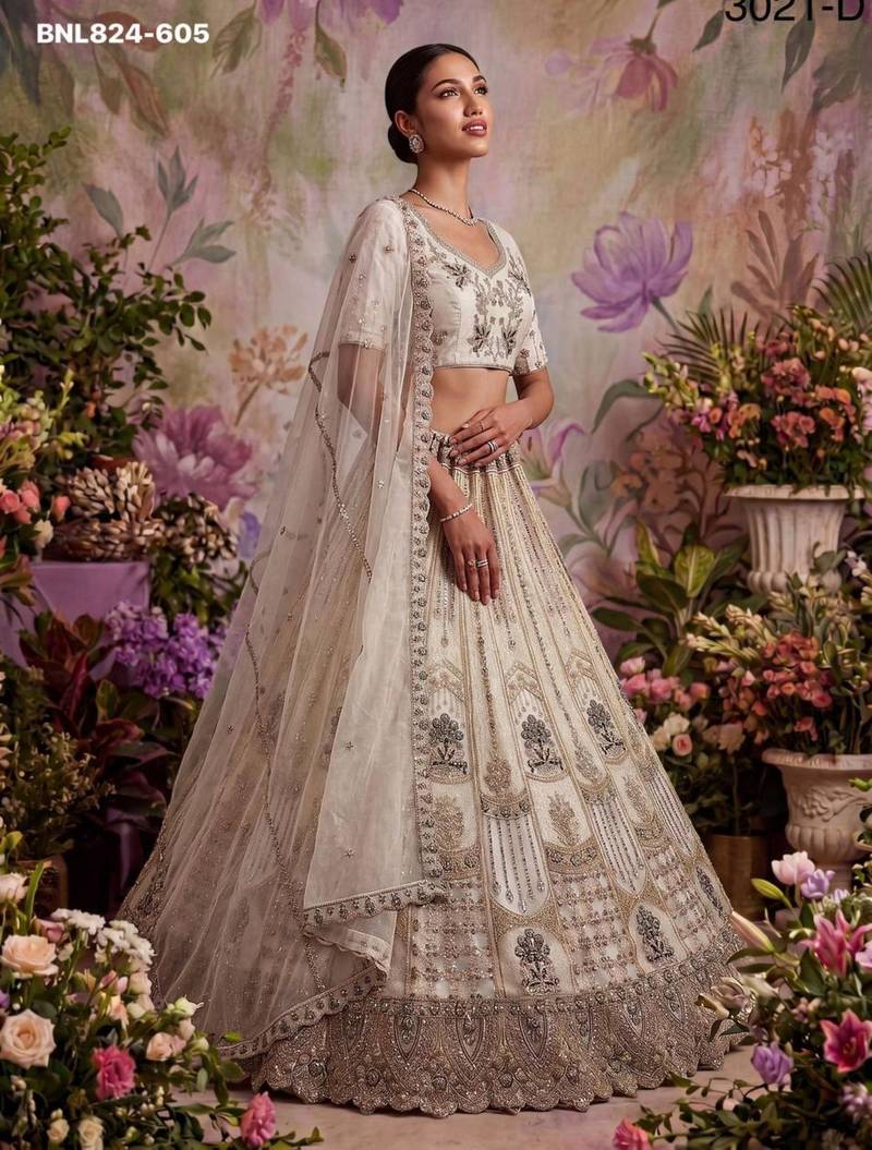 white net embroidered Designer Lehenga Choli Set