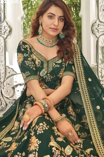 green art silk embroidered lehenga choli