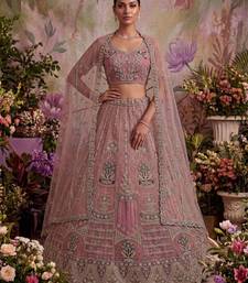 Onion Pink Net Embroidered Designer Lehenga Choli Set