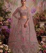 Onion Pink Net Embroidered Designer Lehenga Choli Set