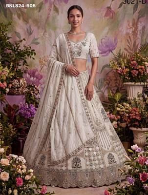 white net embroidered Designer Lehenga Choli Set 4