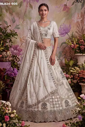 white net embroidered Designer Lehenga Choli Set