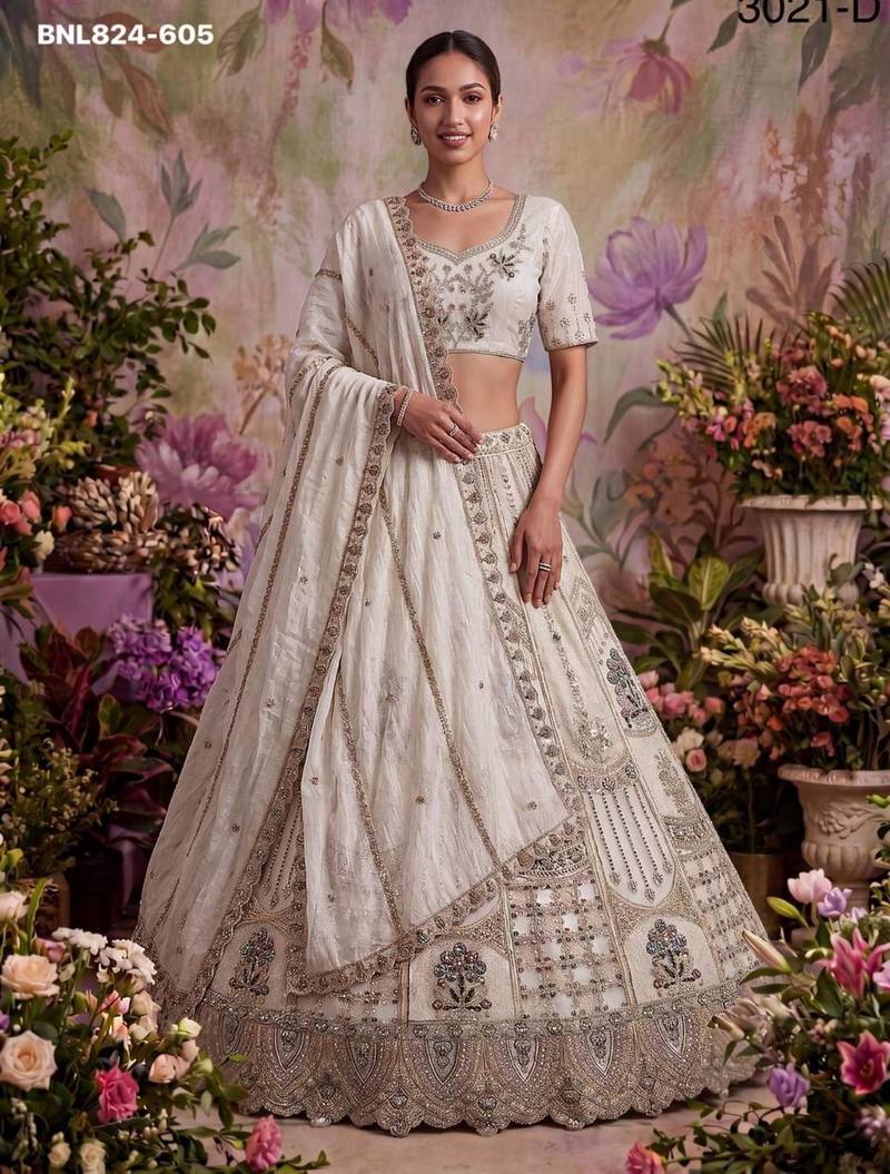 white net embroidered Designer Lehenga Choli Set