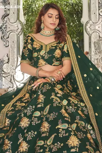 green art silk embroidered lehenga choli