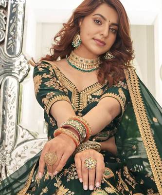 green art silk embroidered lehenga choli 4