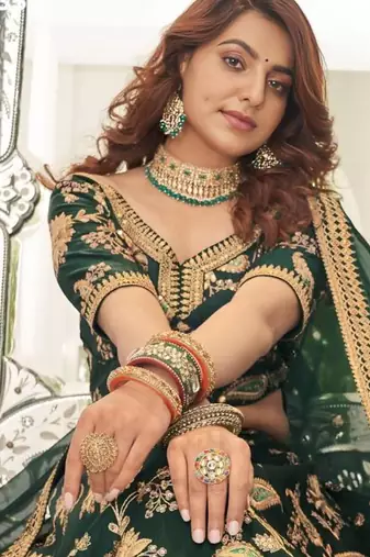 green art silk embroidered lehenga choli