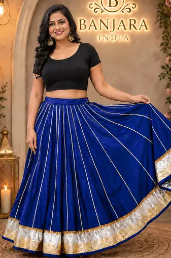  Long Flair Chaniya Skirt for Navratri & Garba  Free Size (upto XL)