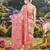 Women cream & pink banarasi jacquard woven silk blend ethnic saree