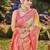 Women cream & pink banarasi jacquard woven silk blend ethnic saree