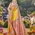 Women mustard yellow & green banarasi jacquard woven silk blend festive saree