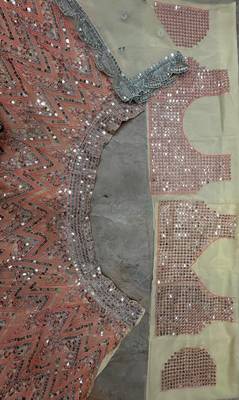 Peach color Sequins Embroidery Work net Lehenga Choli set 5