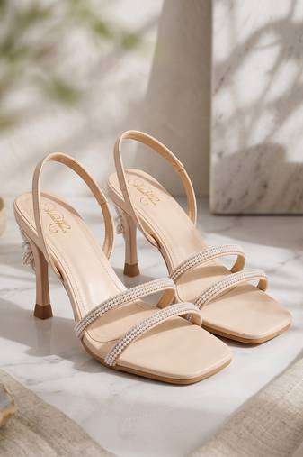 cream snow white embellished kitten heels