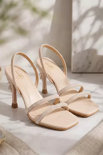 cream snow white embellished kitten heels