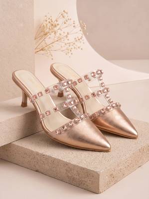 rose gold rock stud embellished heels 1