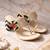 cream floral embroidered block heels