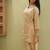 Beige Cotton Silk Embroidered Kurti with Matching Wide-Leg Pants Set