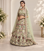 light green color Coding Sequins Work With Cancan net Lehenga Choli set