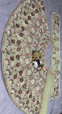 light green color Coding Sequins Work With Cancan net Lehenga Choli set 3