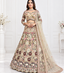  cream color Coding Sequins Work With Cancan net Lehenga Choli set