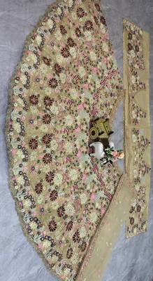  cream color Coding Sequins Work With Cancan net Lehenga Choli set 3