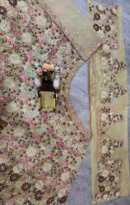 cream color Coding Sequins Work With Cancan net Lehenga Choli set 4