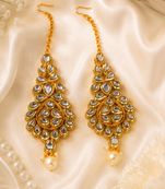 Vanya Leaf Drop Premium Kundan Earrings