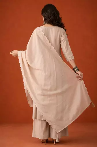 Embroidery Silk Fabric Straight Kurta Palazzo and Dupatta Set