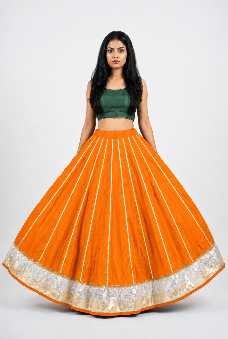  Long Flair Chaniya Skirt for Navratri & Garba  Free Size (upto XL)
