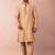 beige dupion kurta pyjama set for men with printed design
